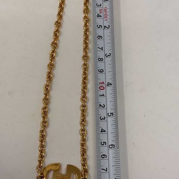 💯Authentic CELINE 1990 logo pendant Gold tone Necklace - Picture 4 of 4
